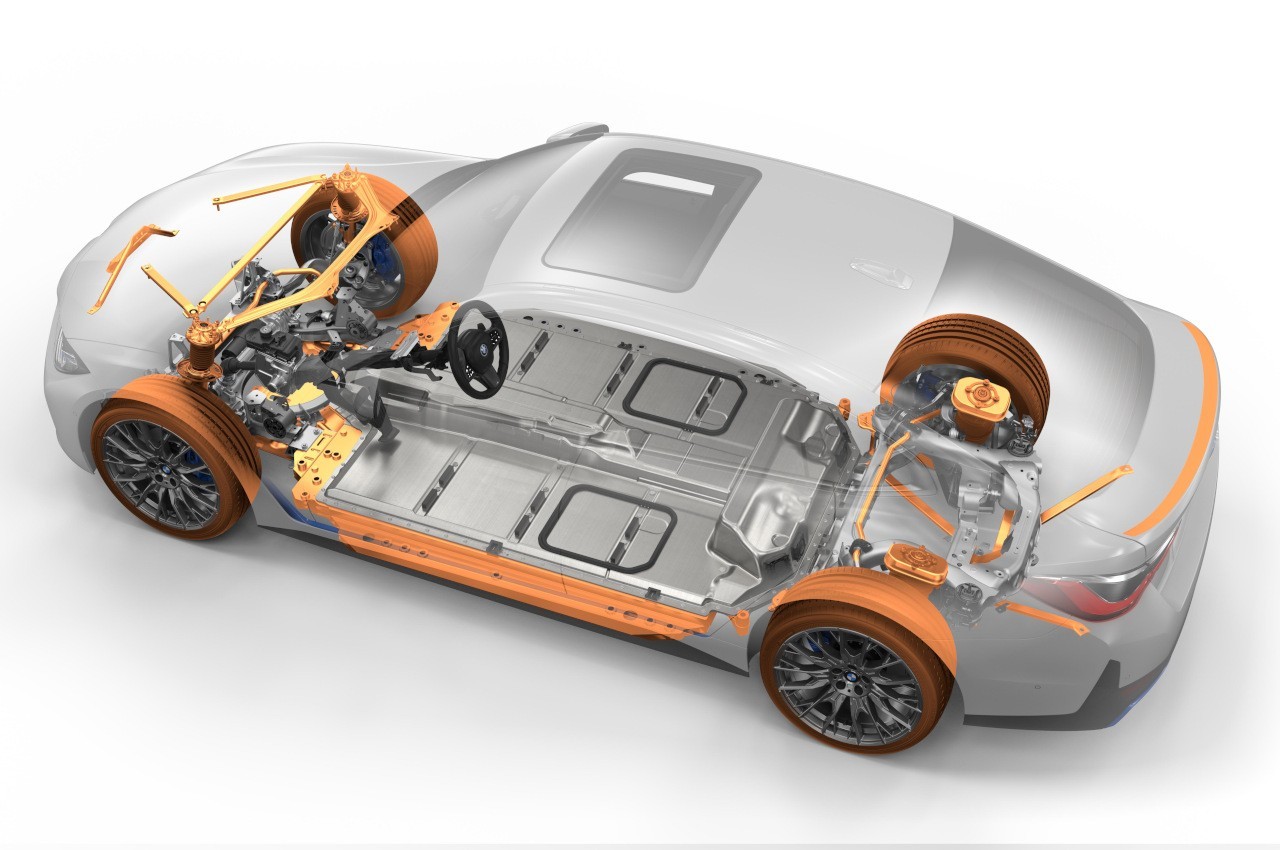 Bmw i4 2021, tecnica e produzione: immagini ufficiali