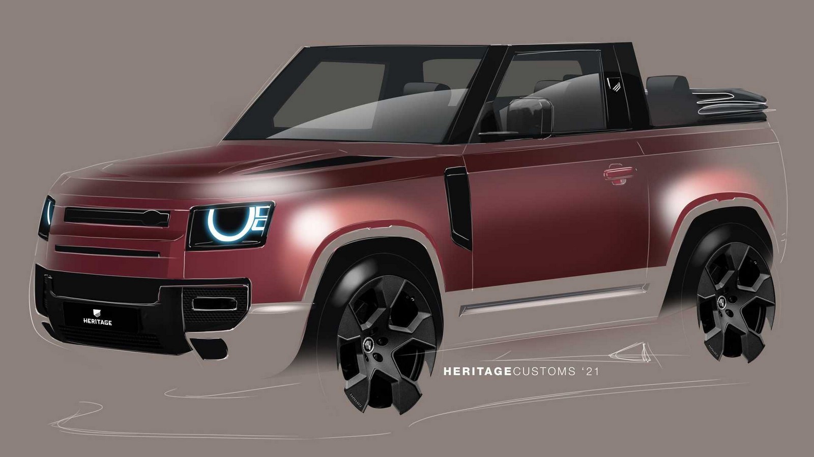 Land Rover Defender Valiance Convertible: rendering ufficiali