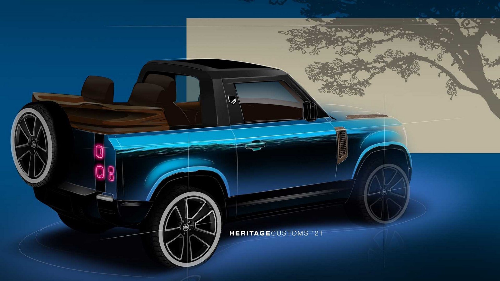 Land Rover Defender Valiance Convertible: rendering ufficiali